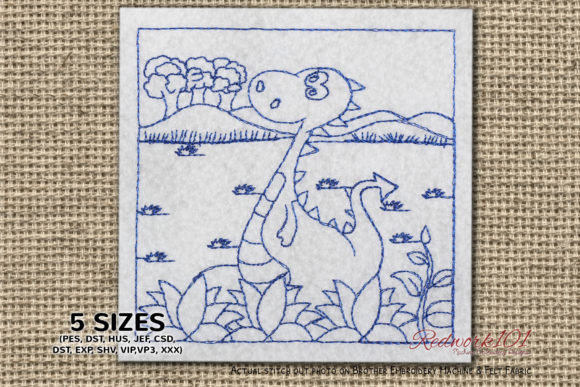 Baby Dragon Enjoying Nature for Seasonal Embroidery
